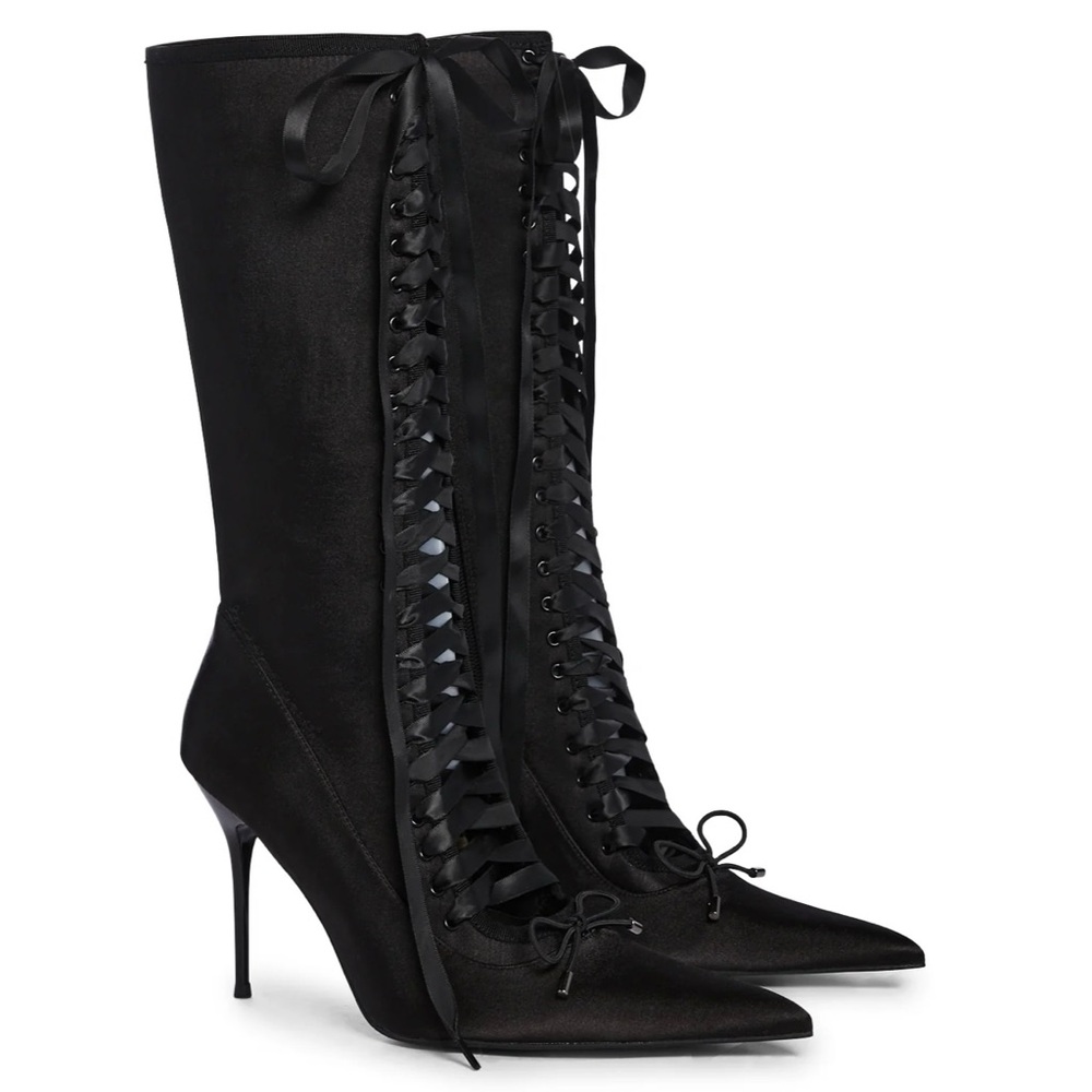 Black Stiletto Ankel-High Boots Party Boots Wedding events